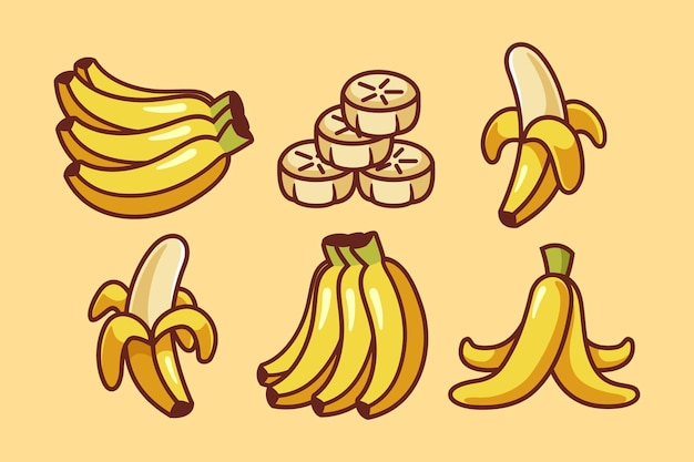 ベクトル おいしいバナナフルーツ漫画コレクション