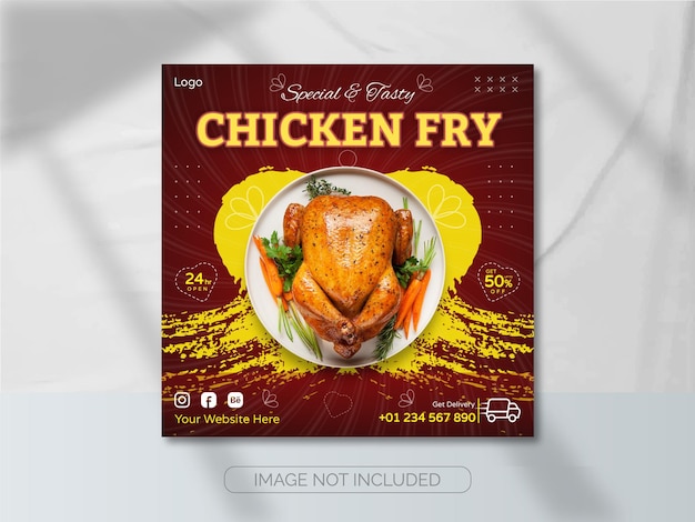 Yummy chicken food banner template social media banner template