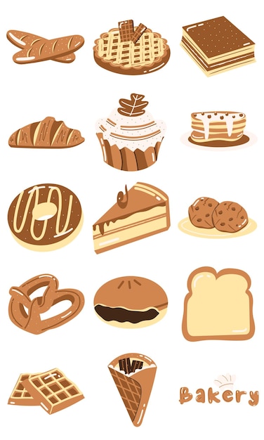 Vector yummy choco bakery illustratieset