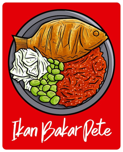 인도네시아 자카르타의 맛있는 Ikan Bakar Pete 전통 음식