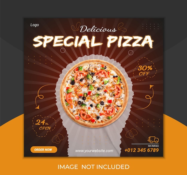 Yummy pizza food social media post ontwerp promotie advertentie verkoop bannersjabloon