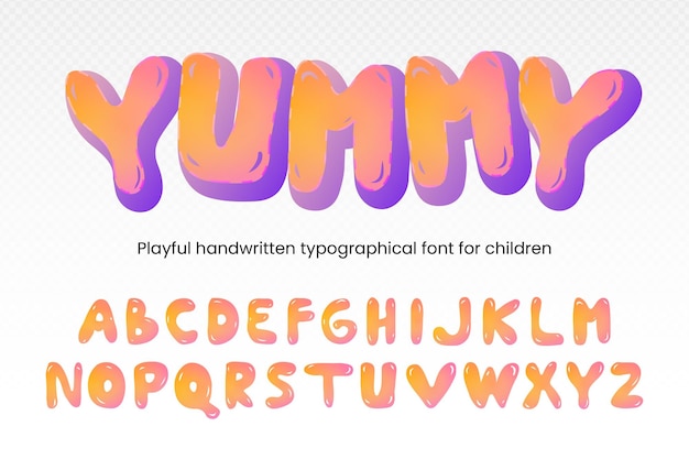 Vector yummy a playful and colorful font for kids