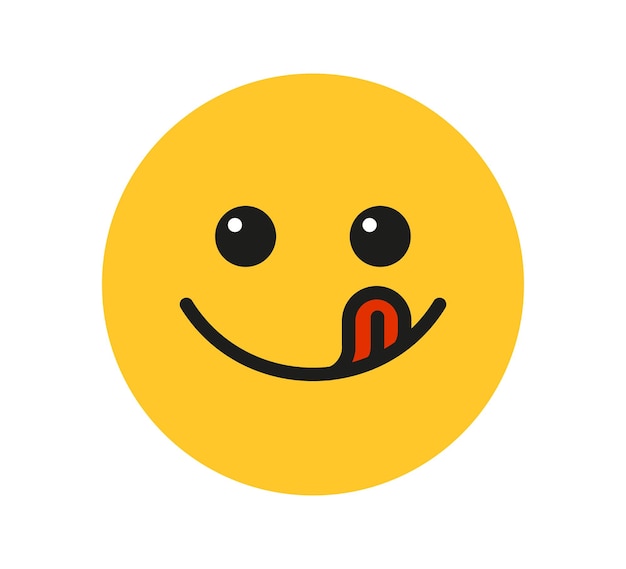 Yummy smile emoji with tongue lick mouth Delicious tasty food symbol for social network Yummy