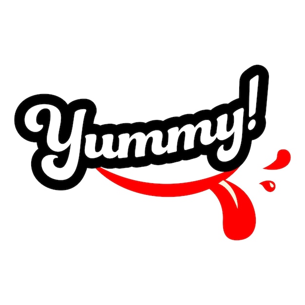 Yummy sorriso tipografia disegno vettoriale