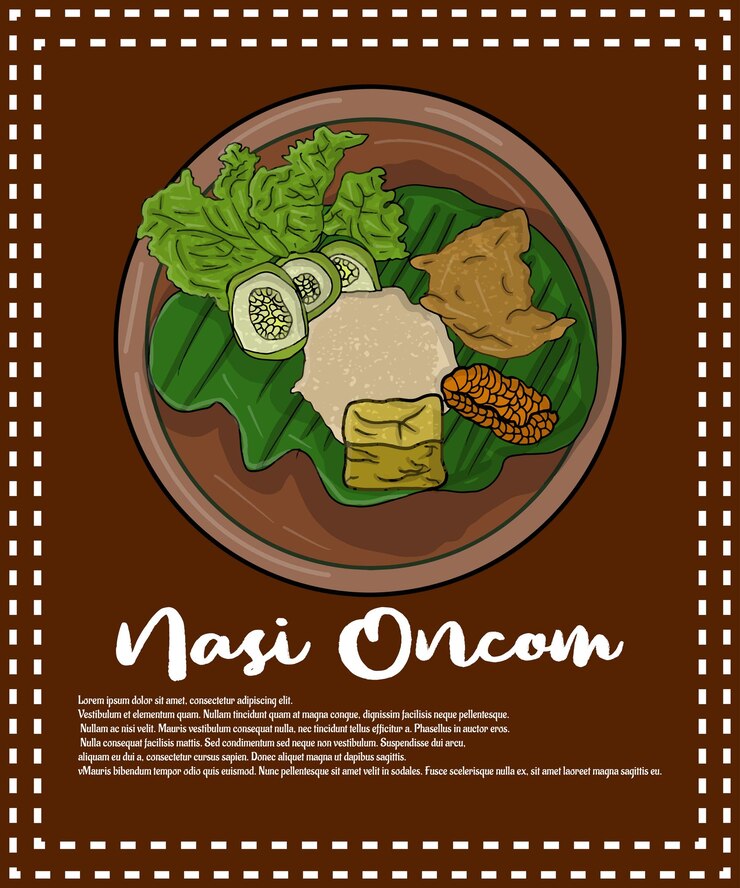Vector 만화 스타일의 순다어에서 온 맛있는 전통 나시 온컴