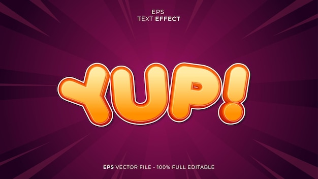 Vector yup editable text effect font