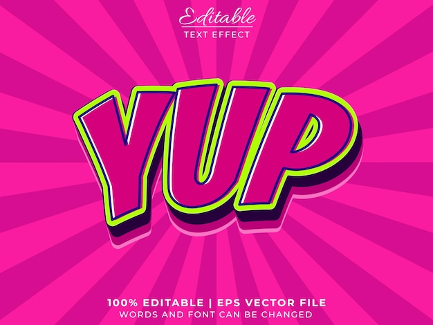 Vector yup editable text effect premium vector