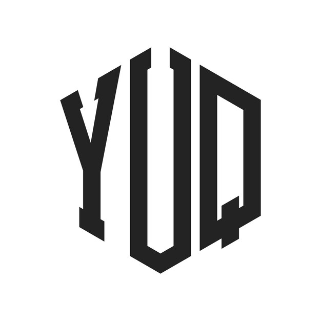 YUQ ロゴ デザイン イニシャルレター YUQ モノグラム ロゴ ヘクサゴン形
