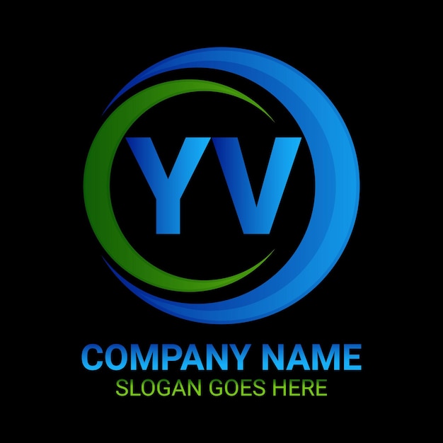 YV-letterlogo-ontwerp met een cirkelvorm YV-cirkel- en kubusvormig logo-ontwerp