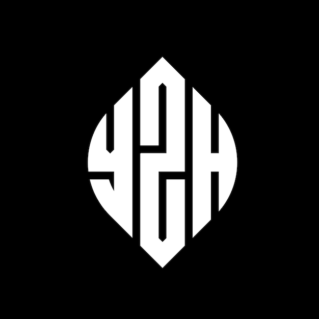 Дизайн логотипа YZH круговой буквы с формой круга и эллипса YZH эллипсовые буквы с типографическим стилем Три инициалы образуют логотип круга YZH Круговая эмблема Абстрактная монограмма Буква Марка Вектор