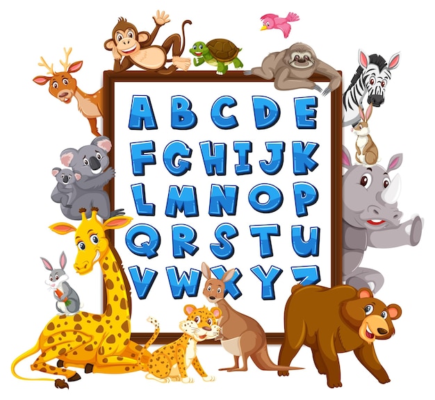 A-z alphabet board with wild animals