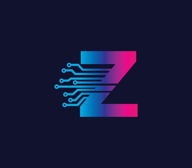 Vector z alphabet data storage technology logo design concept (concept voor het ontwerpen van het logo)