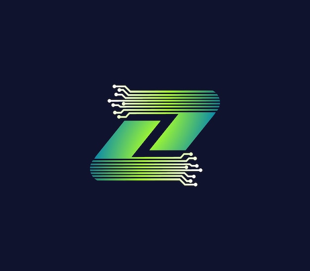 Vector z alphabet technology data circuit logo ontwerp van het bedrijf concept