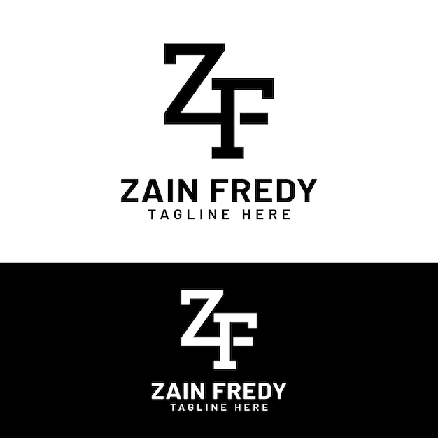 Z F ZF FZ Letter Monogram Logo Design Template