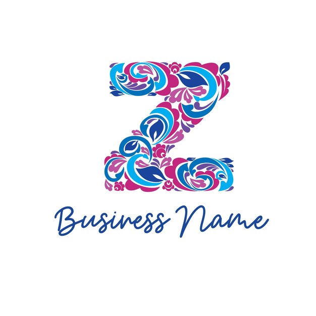 Z Floral Letter z Initial Logo ontwerp