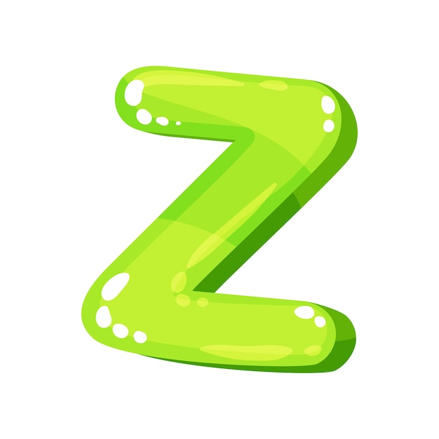 Z groene glanzende heldere engelse letter kinderen lettertype vector illustratie op een witte achtergrond