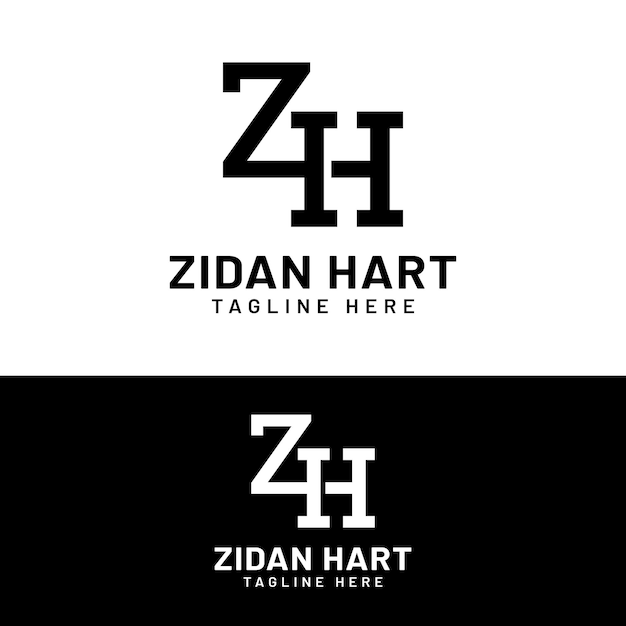 Z h zh hz letter monogram logo design template