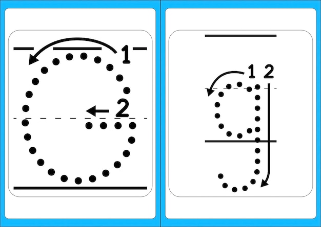 子供のペンコントロールと手書き練習用の A から Z までの手描きトレース ワークシート