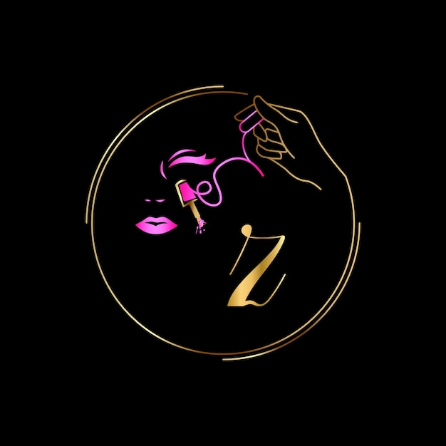 Vector z initial logo, nails, luxury cosmetics spa beauty vector template