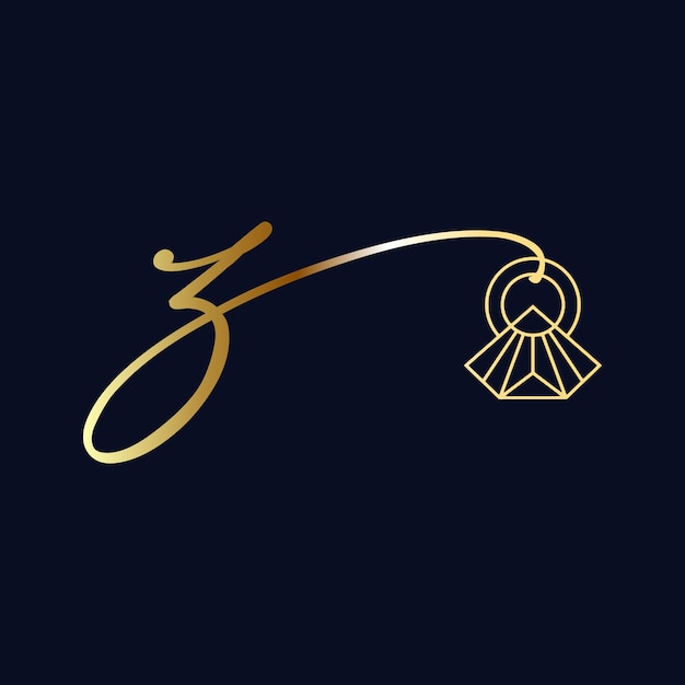 Z initial logo Wedding handwriting jewelry logo vector template