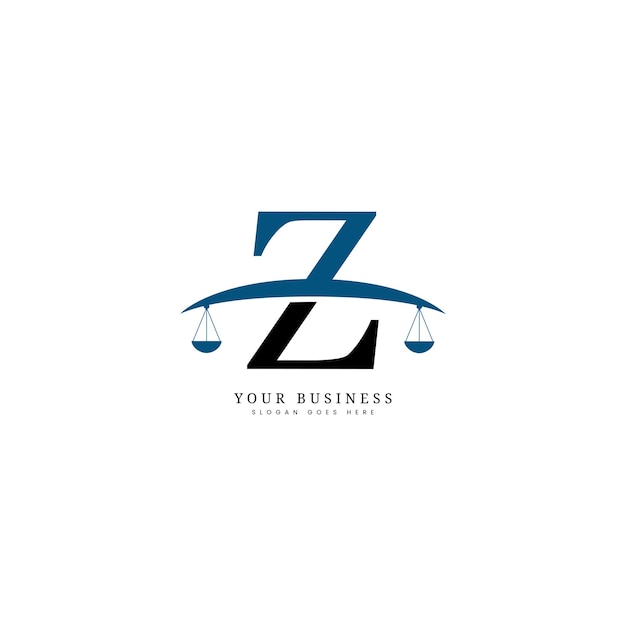 法律業務用のZレター法律事務所のロゴ - ビジネス名のモノグラムロゴテンプレートはZで始まります
