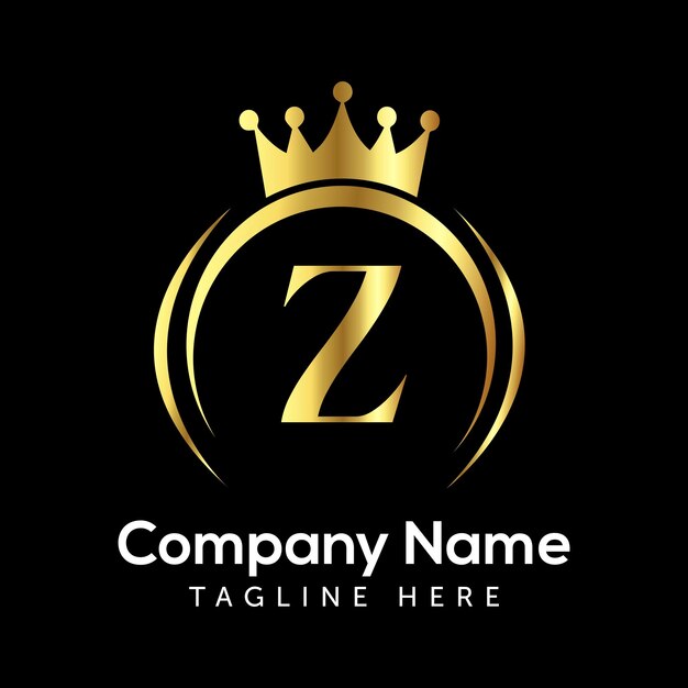 Z letter logo design with golden crown vector