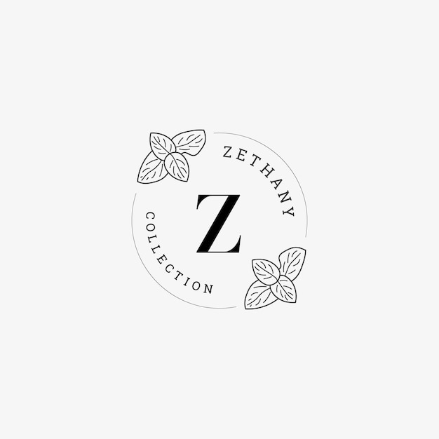 Vector z letter logo met creatief bloemenconcept voor bedrijfsschoonheid, onroerend goed premium vector
