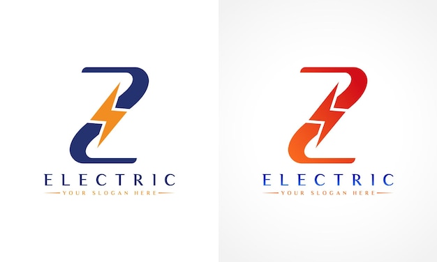 Z Letter Logo With Lightning Thunder Bolt Vector Design Electric Bolt Letter Z Logo Vector Illustration