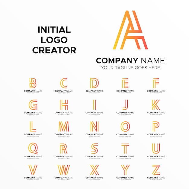 Vector a to z line art initials logo creator