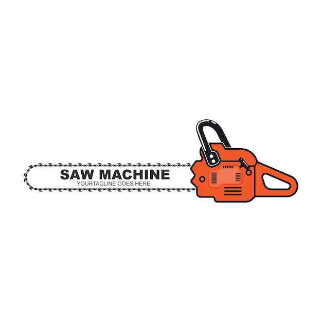 Zaagketting machine pictogram vector illustratie ontwerpsjabloon