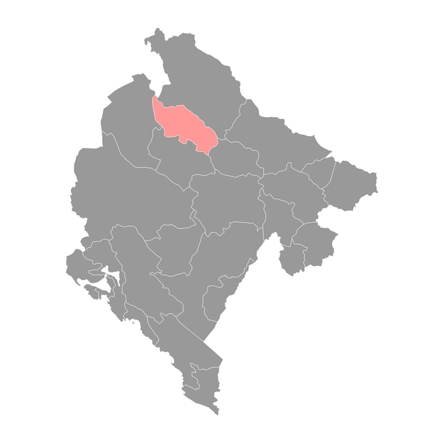 モンテネグロのジャブリャク市地図行政区画ベクトル図