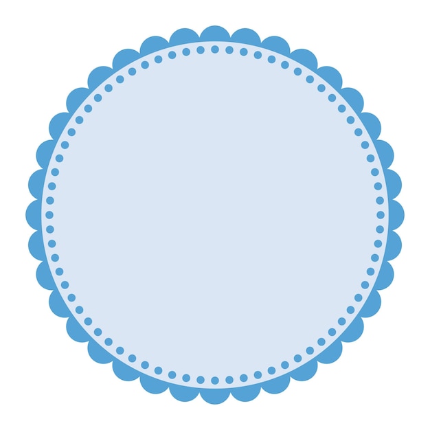 Zacht en eenvoudig blauw gekleurde lege cirkelvormige sticker label element ontwerp met repetitieve rand