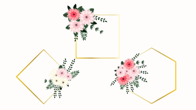 Vector zachte lente bloemen boeket frame met bloemen vintage wenskaart bruiloft sociale media web