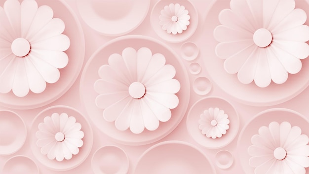 Zachte pastelpapierbloemen op een delicate roze achtergrond