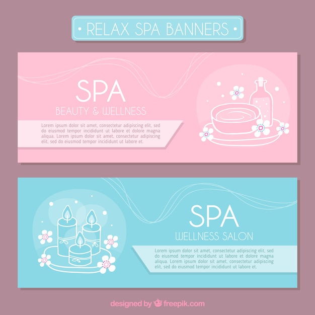 Vector zachte tinten spa banners met tekeningen