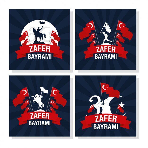 Zafer bayrami celebration cards