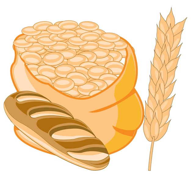 Vector zak met tarwekorrel en brood