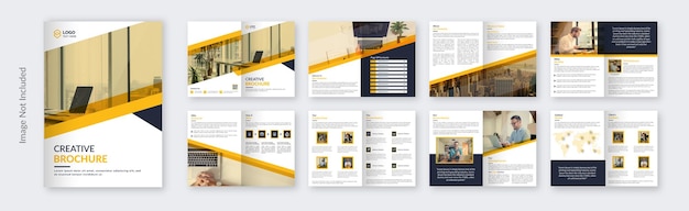 Zakelijk brochuresjabloonontwerp met moderne vormen, minimale brochure met meerdere pagina's Premium Vector