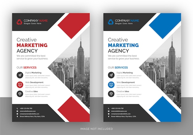 Zakelijk digitaal marketingbureau flyer ontwerp en brochure voorbladsjabloon