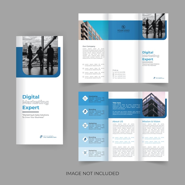 Zakelijk driebladig brochureontwerp digitale marketingbrochure multifunctioneel folder- of flyerontwerp