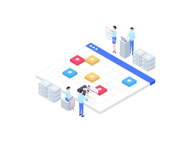 Zakelijk evenement schema isometrische illustratie. geschikt voor mobiele app, website, banner, diagrammen, infographics en andere grafische middelen.