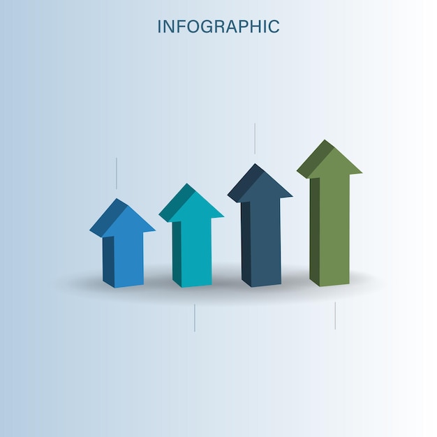 Zakelijk infographic concept met 3d groeiende pijl grafiek illustratie.