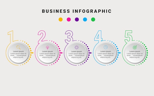 Zakelijk infographic element 5 stap