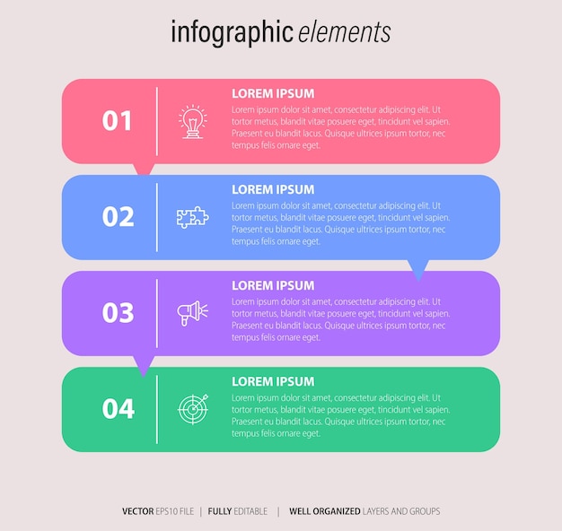 Zakelijk infographic element met 4 opties stappen nummer vector sjabloonontwerp