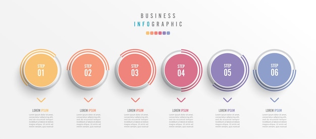 Zakelijk infographic element met 6 opties stappen nummer vector sjabloonontwerp