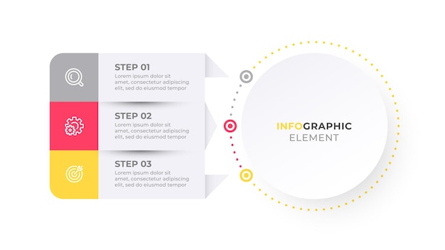 Zakelijk infographic element ontwerplabel met pictogrammen en 3 opties of stappen vectorillustratie