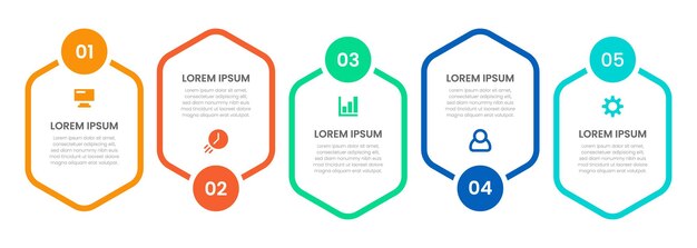 Zakelijk infographic sjabloonontwerp met 5 opties of stappen