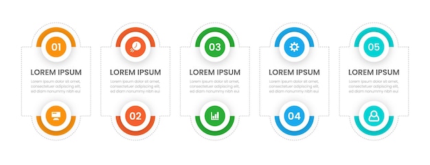 Zakelijk infographic sjabloonontwerp met 5 opties of stappen