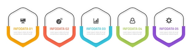 Zakelijk infographic sjabloonontwerp met 5 opties of stappen