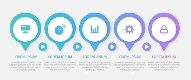 Zakelijk infographic sjabloonontwerp met 5 opties of stappen